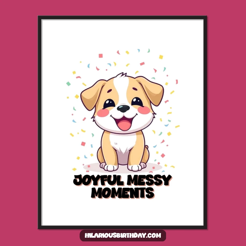 Funny Dog Confetti Digital Art: Joyful Pup Printable, Instant Humorous Gift