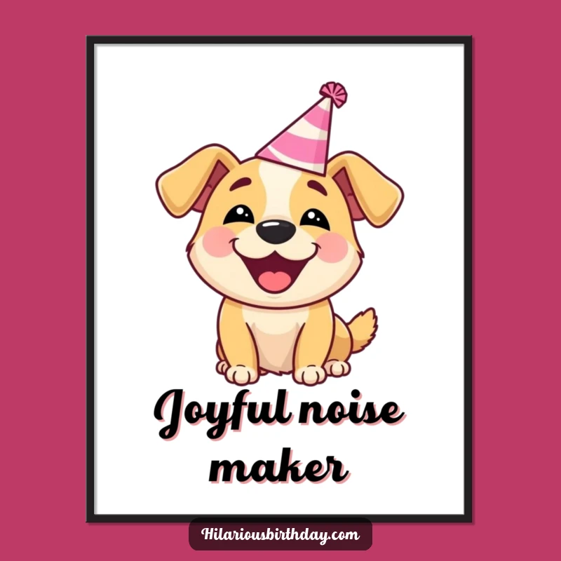 Funny Dog Party Hat Digital Art: Instant Joyful Barks for Your Walls
