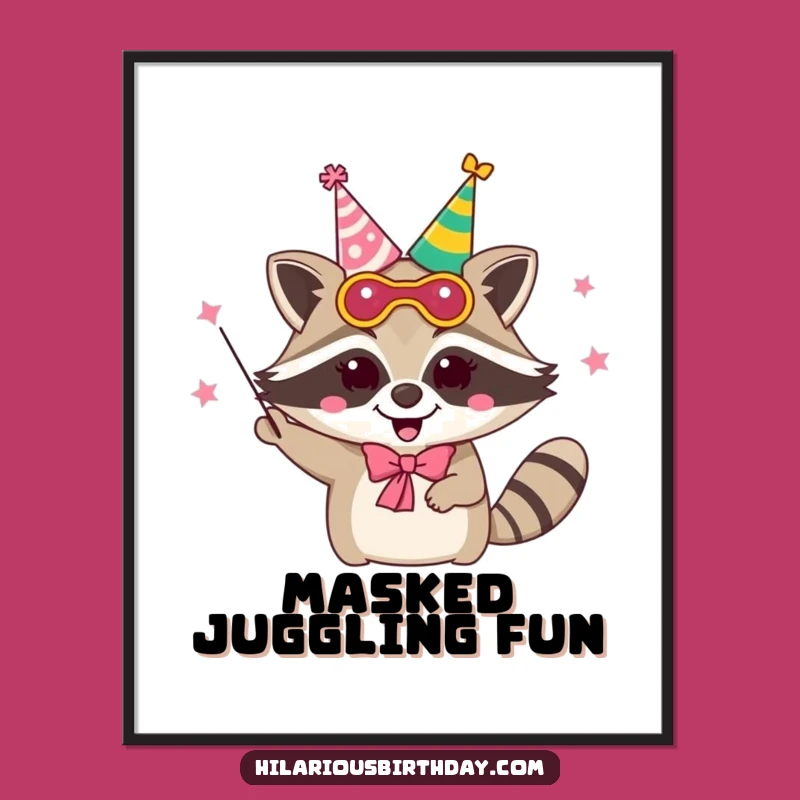 Funny Raccoon Party Digital Art: Juggling Mask - Instant!