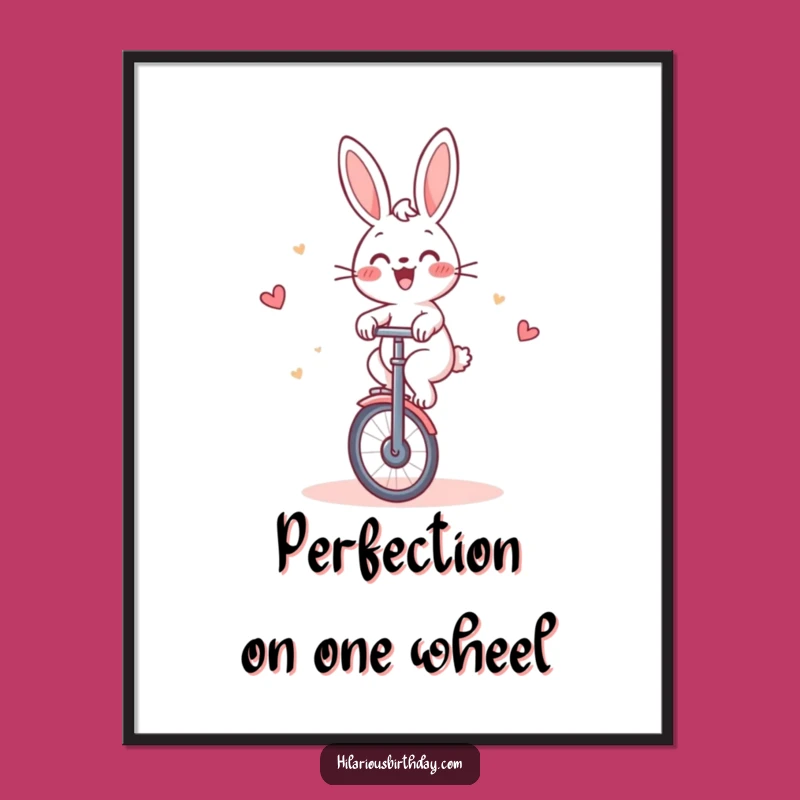 Funny Rabbit Unicycle Cake Digital Art: Instant Laughter for Your Space