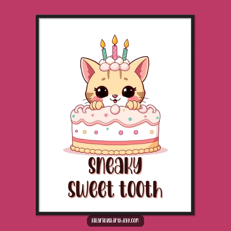 Funny Birthday Cat Digital Art: Playful Kitty Print, Perfect Funny Gift
