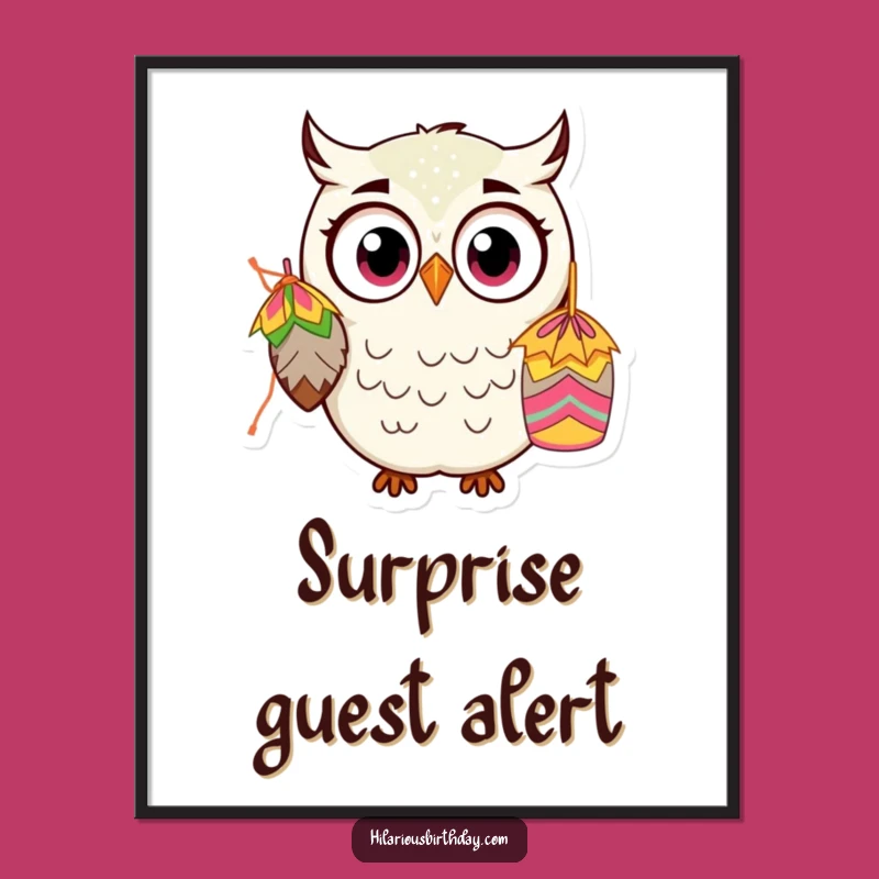Funny Kawaii Owl Digital Art: Instant Piñata Surprise for Your Walls
