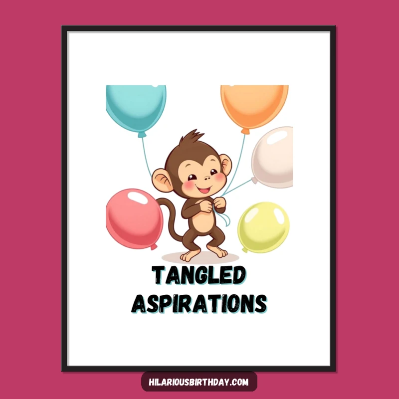 Funny Monkey Balloon Digital Art: Instant Playfulness for Your Walls - Gift