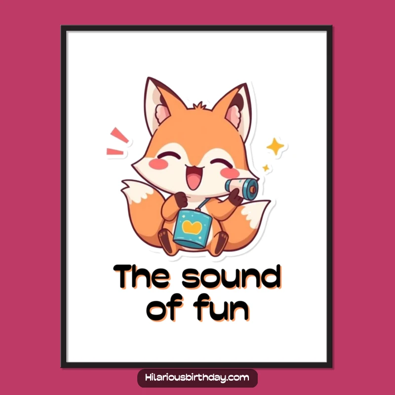 Funny Fox Noisemaker Digital Art - Playful Party Printable for Festive Decor