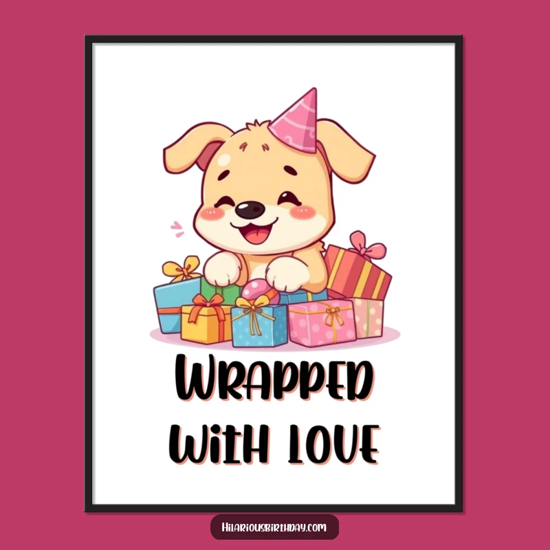 Funny Kawaii Dog Digital Art: Instant Joy Of Birthday Presents