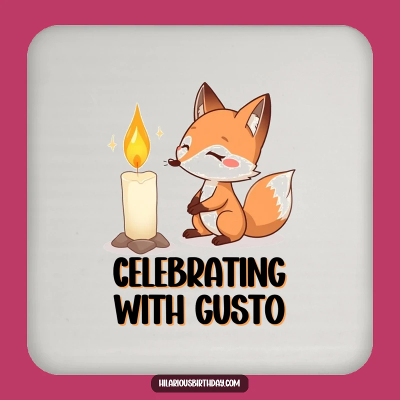 Funny Fox Birthday Drink Coaster: Determined Fox Protection, Perfect Funny Gift!