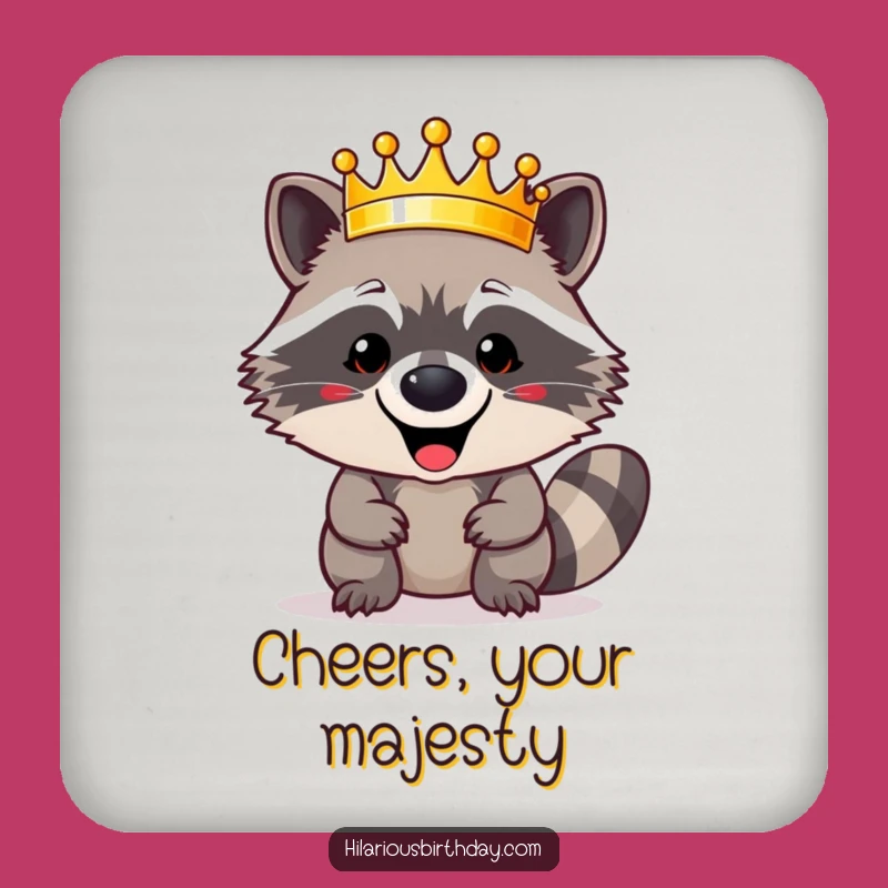 Funny Raccoon Crown Coaster Set: Protect Surfaces with Regal Charm, A Great Funny Gift