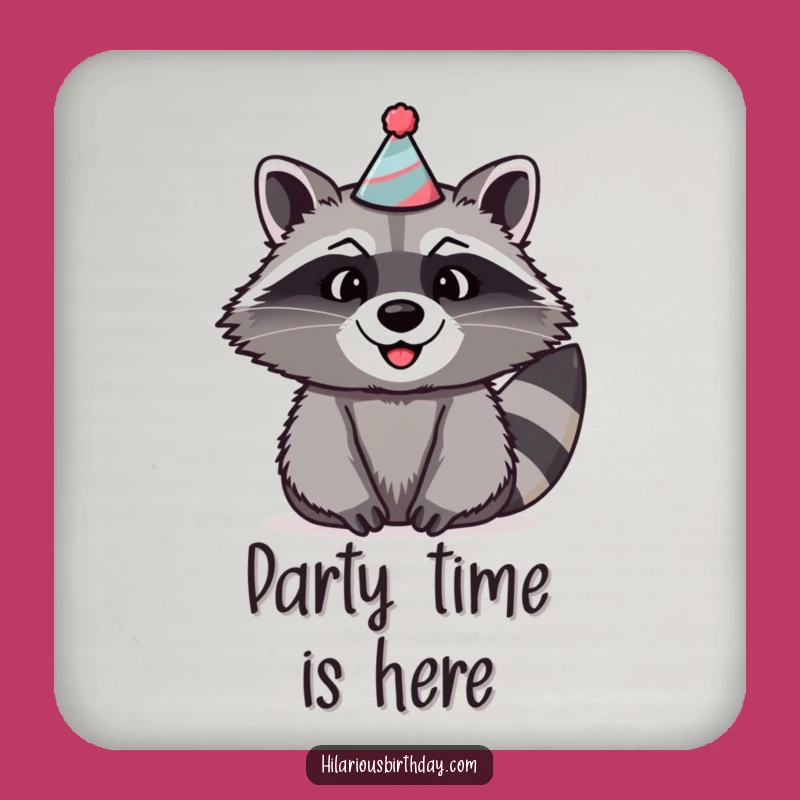 Funny Raccoon Party Drink Coaster: Silly Hat Protection, Perfect Funny Gift!