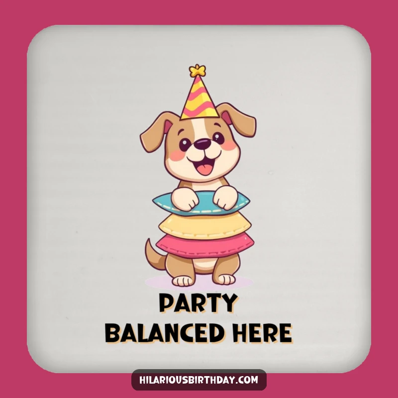 Funny Dog Party Hats Coasters: Sip with Style - Charming Funny Gift Set