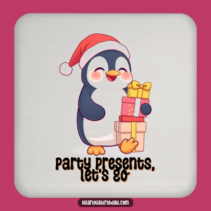 Funny Penguin Coaster: Giggling Gift Stacker Protection, Humorous Table Decor