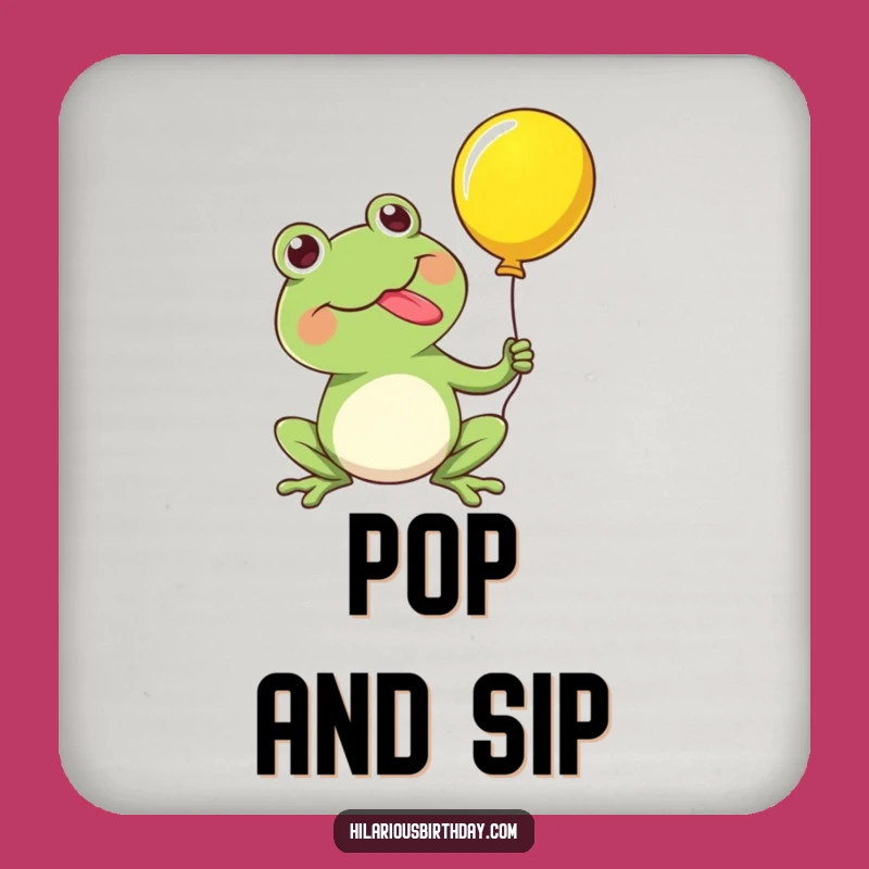 Funny Frog Balloon Pop Coaster: Protect Surfaces, Add Humor & Fun!