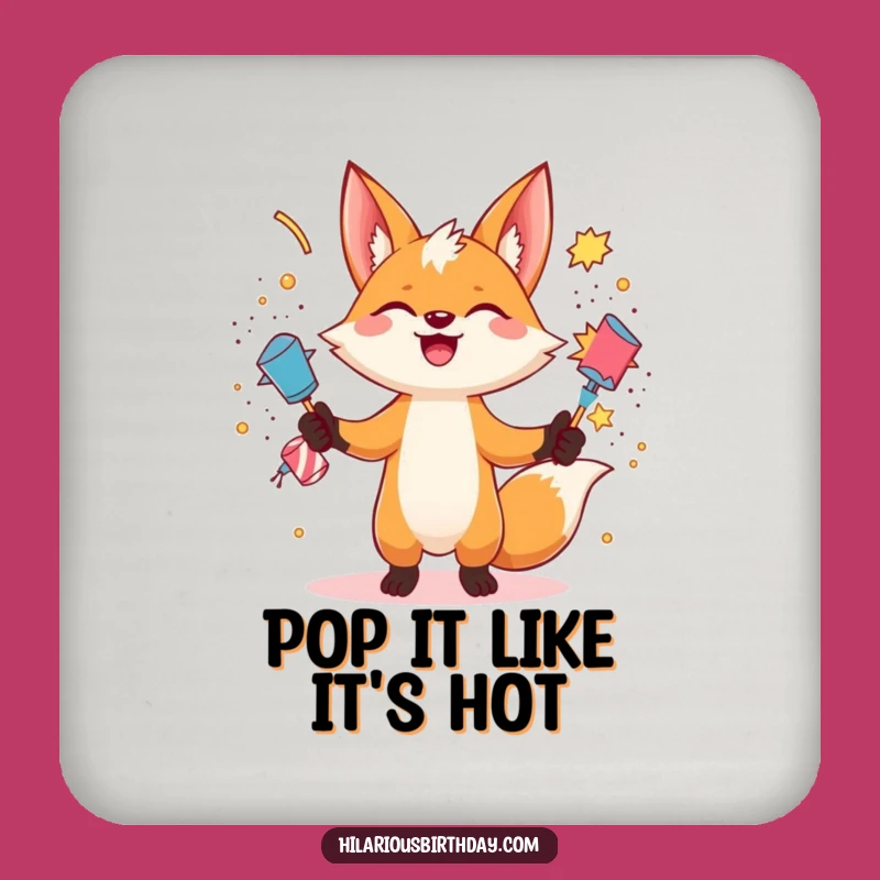 Funny Fox Popper Coaster Set: Protect Surfaces with Explosive Charm, A Great Funny Gift