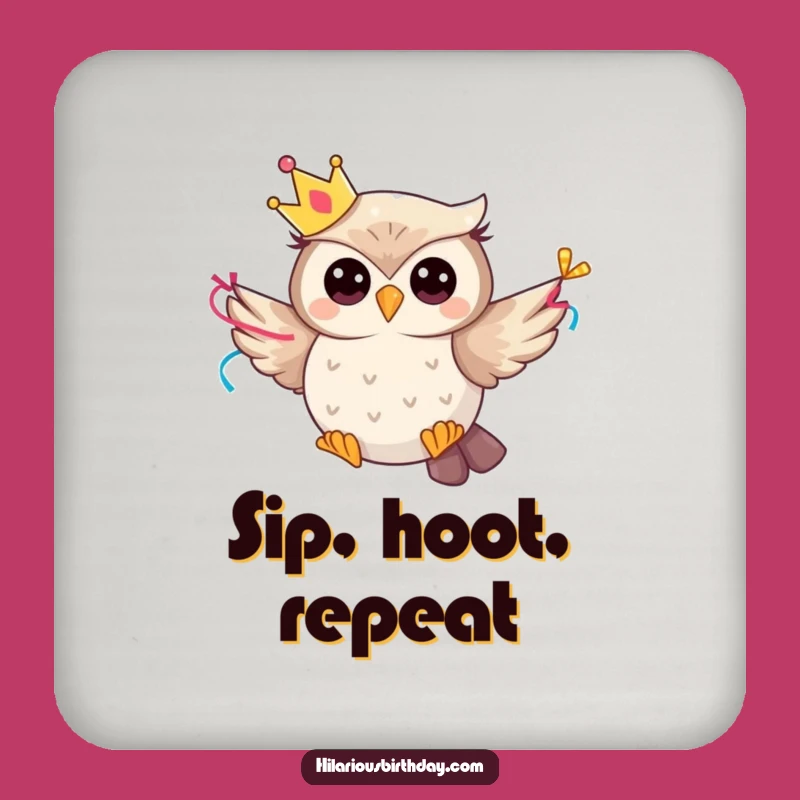 Set of Funny Owl Coasters: Whimsical Party Character - Protect Surface!