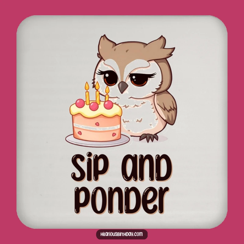 Funny Owl Cake Coaster Set: Protect Surfaces with Wise Charm, A Great Funny Gift