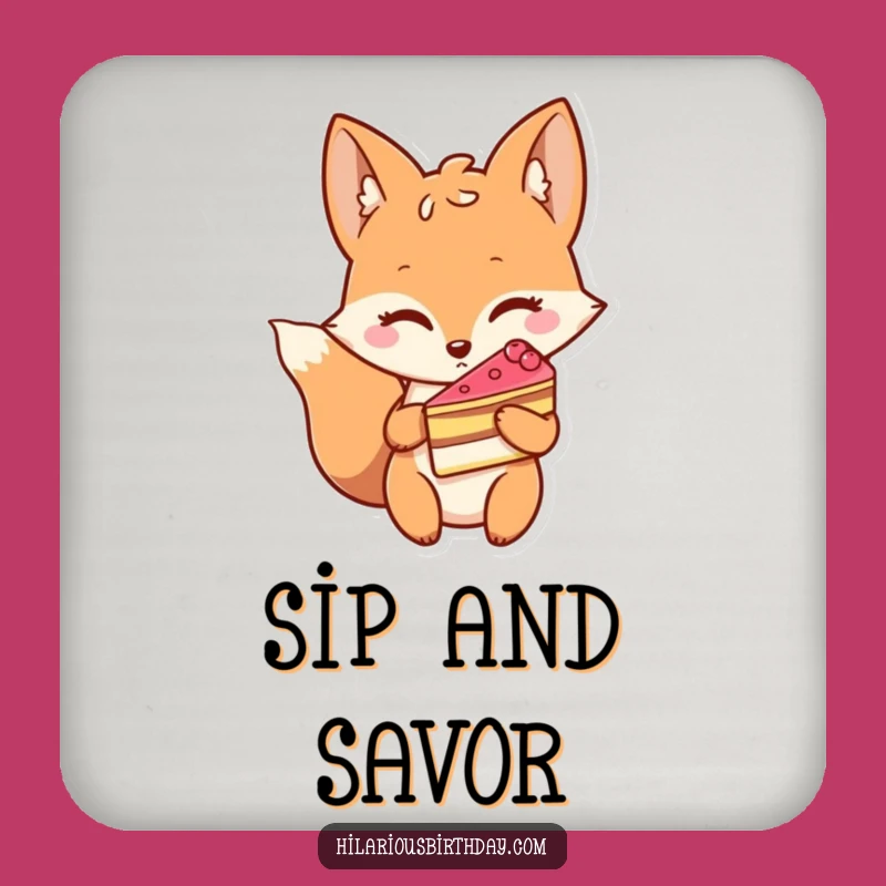 Funny Winking Fox Coaster: Protect Surfaces with Cake, a Tiny Funny Gift