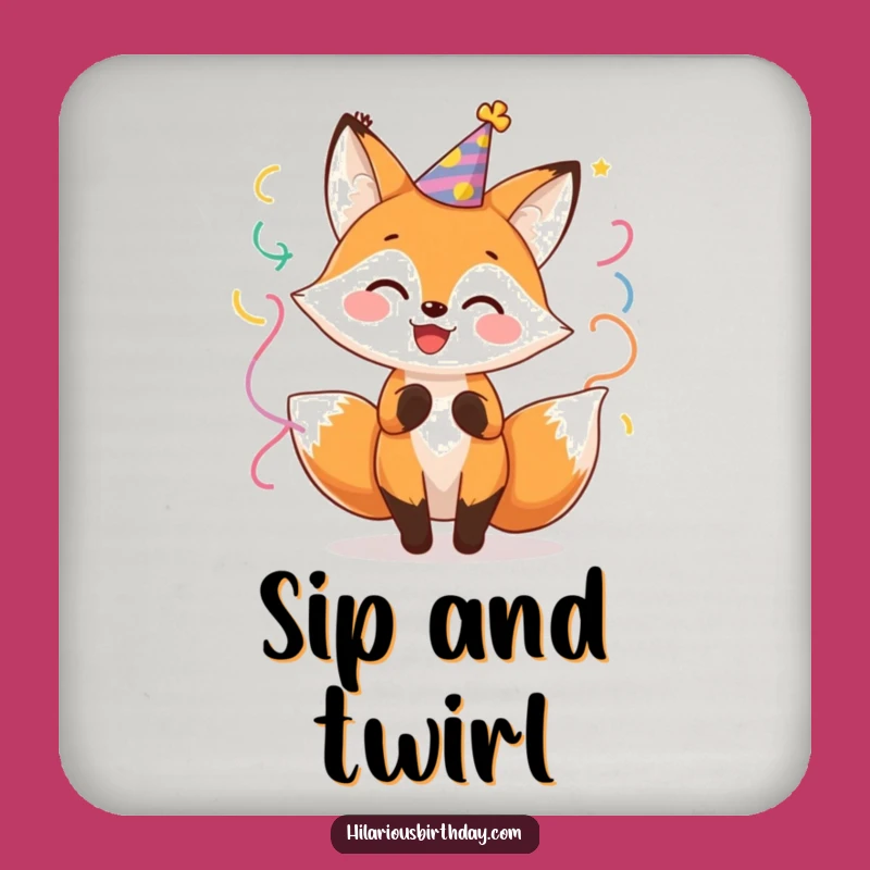 Funny Fox Party Drink Coaster: Protect Surfaces with Cheerful Character's Festive Fun