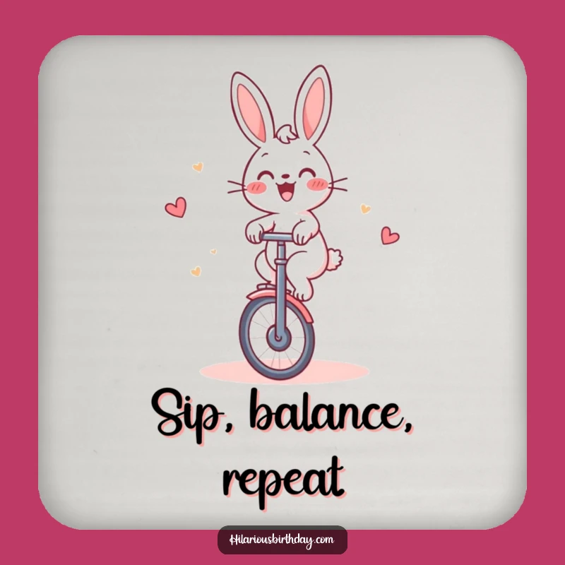 Funny Rabbit Unicycle Cake Coaster Set: Protect Surfaces with Humorous Style