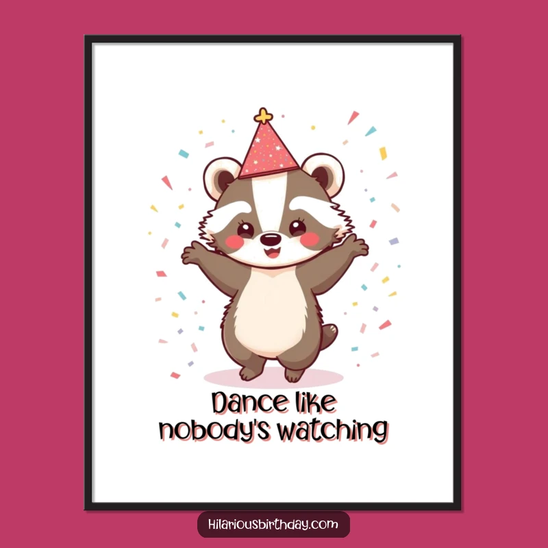 Funny Badger Dancing Poster: Sparkly Celebration Art, Vibrant Decor Gift