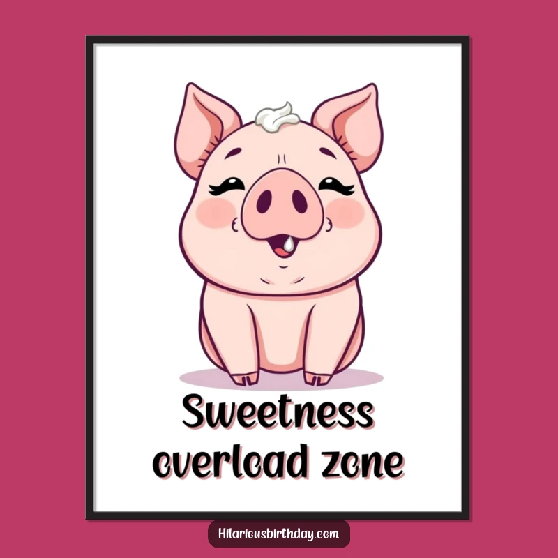 Funny Kawaii Pig Frosting Poster - Sweet Wall Art Gift