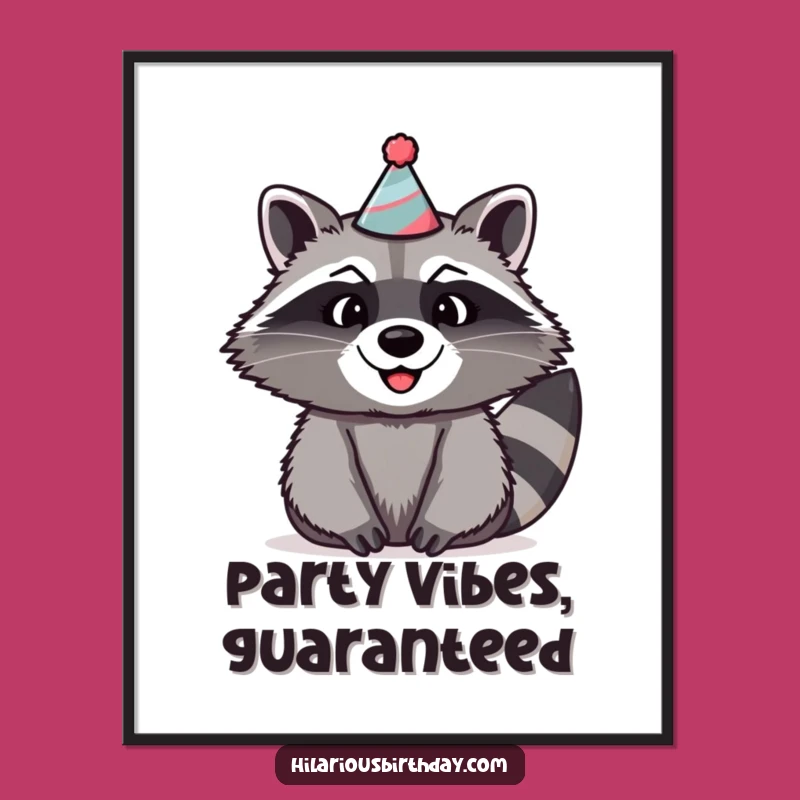 Funny Raccoon Party Poster: Silly Hat Art, Perfect Funny Gift!
