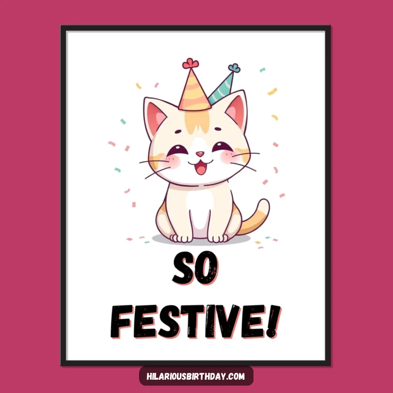 Funny Kawaii Cat Party Poster: Cute & Cheerful Celebration Art