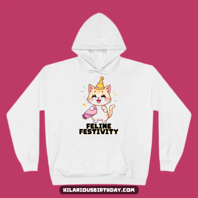 Funny Birthday Cat Hoodie: Cozy Up with Festive Party Popper Fun