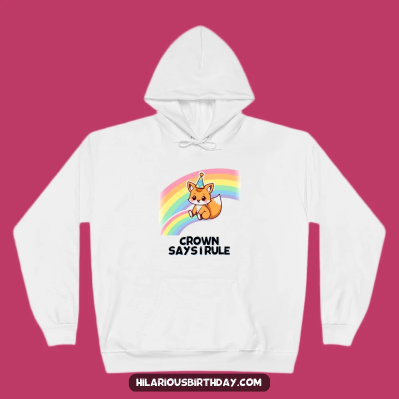 Funny Fox Rainbow Slide Hoodie: Cozy Magic, Warm & Humorous Gift!