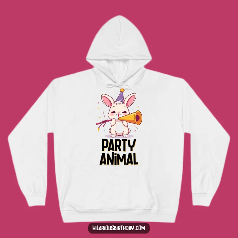 Funny Rabbit Party Hoodie: Cozy Up with Festive Horn Blower Fun