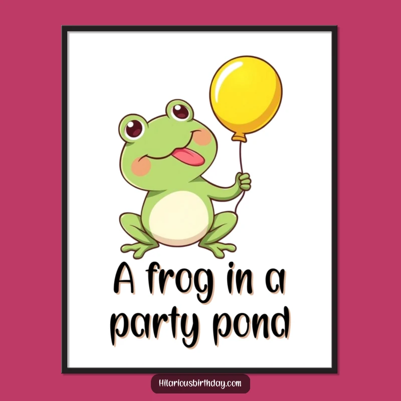 Funny Free Printable Wall Art: Kawaii Frog Balloon Pop Action, Quirky Home Decor