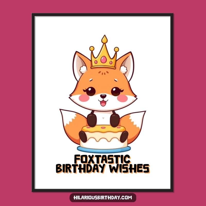 Free Printable Kawaii Fox Wall Art: Royal Birthday! Hilarious Downloadable Decor