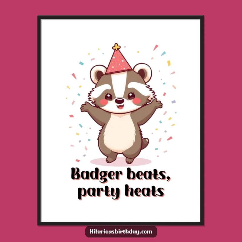 Free Printable Wall Art: Badger's Confetti Dance, Whimsical Downloadable Decor Gift
