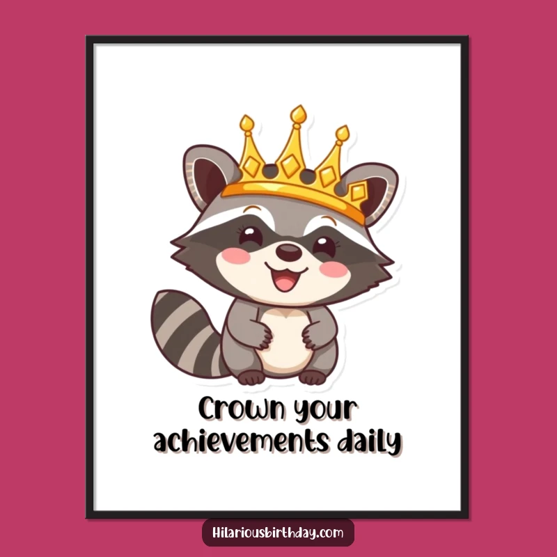 Free Printable Wall Art: Raccoon King's Glorious Reign, Funny Downloadable Art