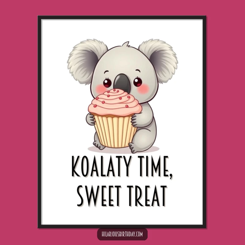 Funny Free Printable Wall Art: Koala Cupcake Dream! Downloadable Decor