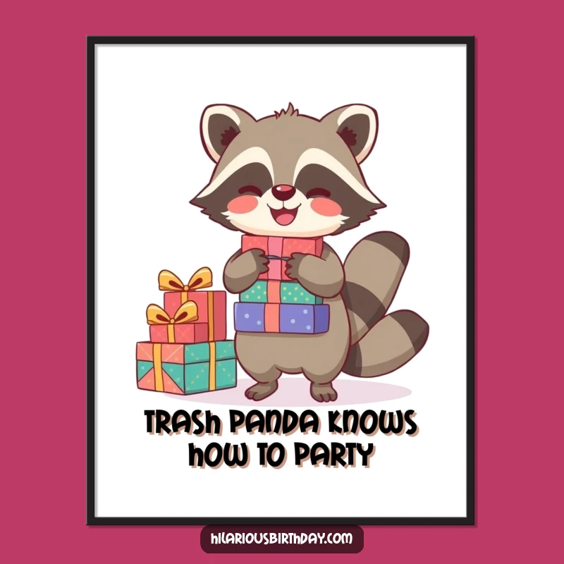 Free Printable Raccoon Art: Funny Downloadable Gift for Whimsical Decor