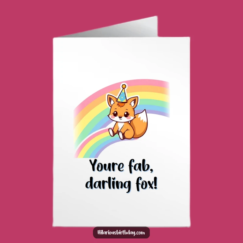 Free Printable Birthday Card: Fox on Rainbow, Fun DIY Downloadable Gift