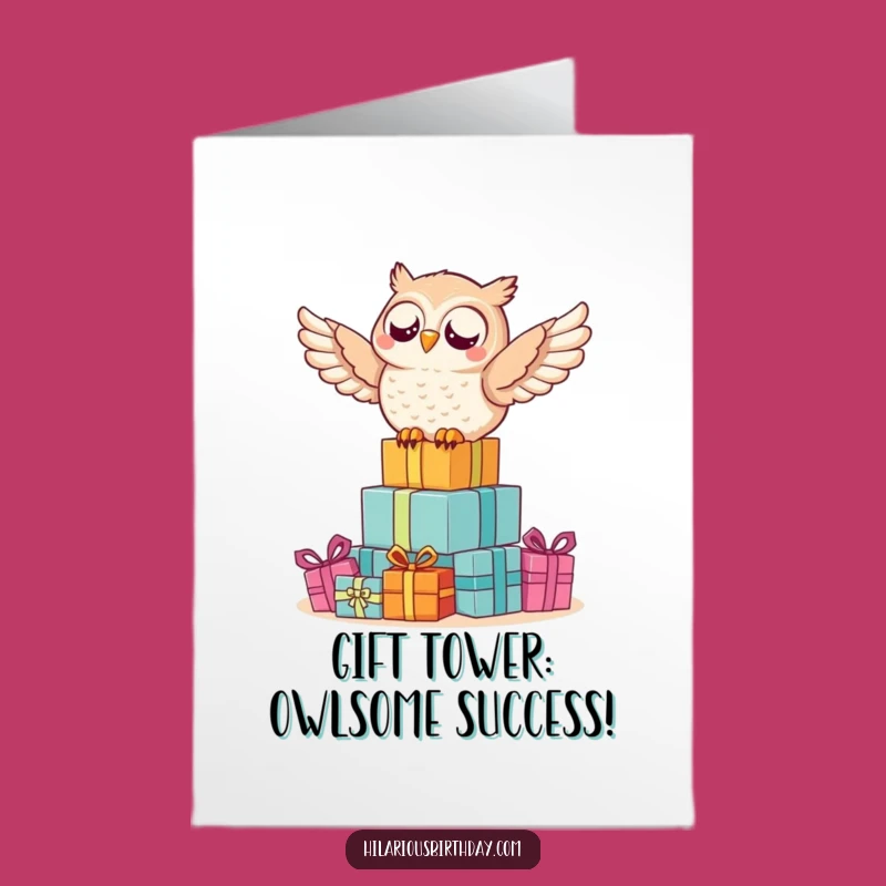 Free Printable Birthday Card: Joyful Owl on Gifts - Instant Download, Funny DIY