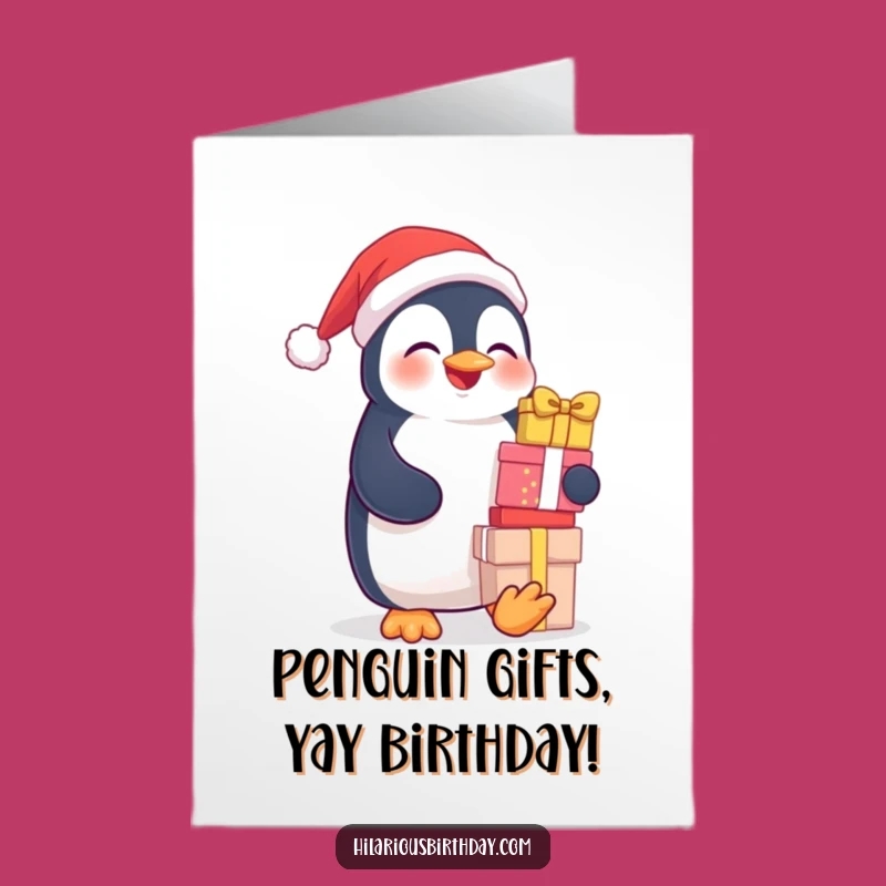 Free Printable Birthday Card: Giggling Penguin Gifts - Funny Downloadable Gift for Laughs