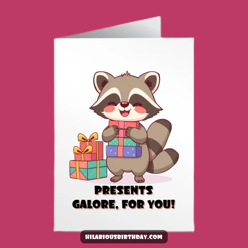 Free Printable Raccoon Birthday Card: Funny Downloadable Gift for Present Lovers