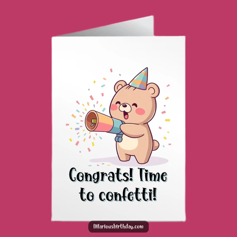 Free Printable Congrats Card: Kawaii Bear Confetti Celebration - Funny Downloadable Greeting