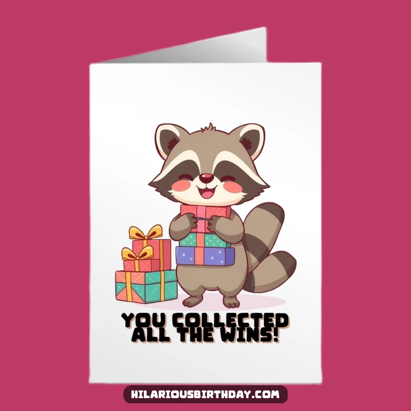 Free Printable Raccoon Congrats Card: Funny Downloadable Gift for Stacked Success