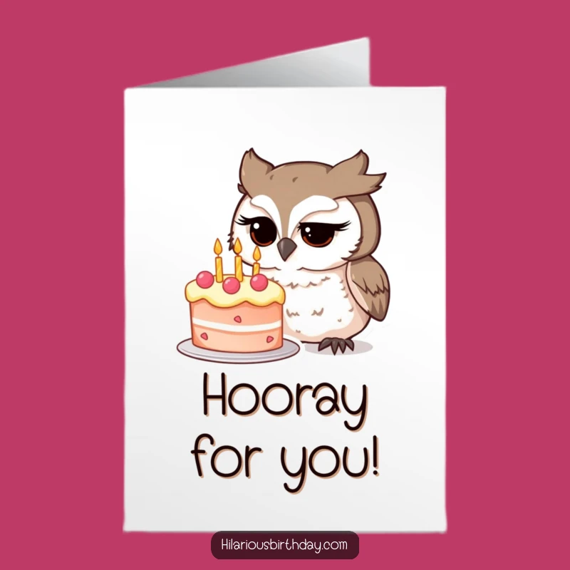Free Printable Owl Congrats Card: Funny Cake Study Downloadable Gift for Achievements