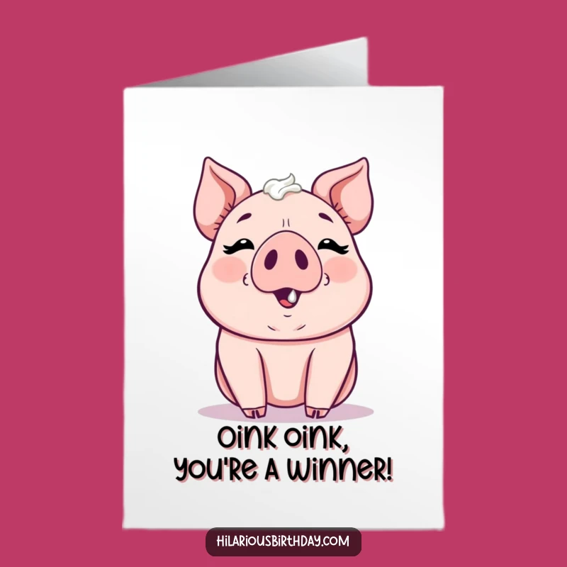 Free Printable Kawaii Pig Congrats Card: Frosty Nose Pig Downloadable Greeting