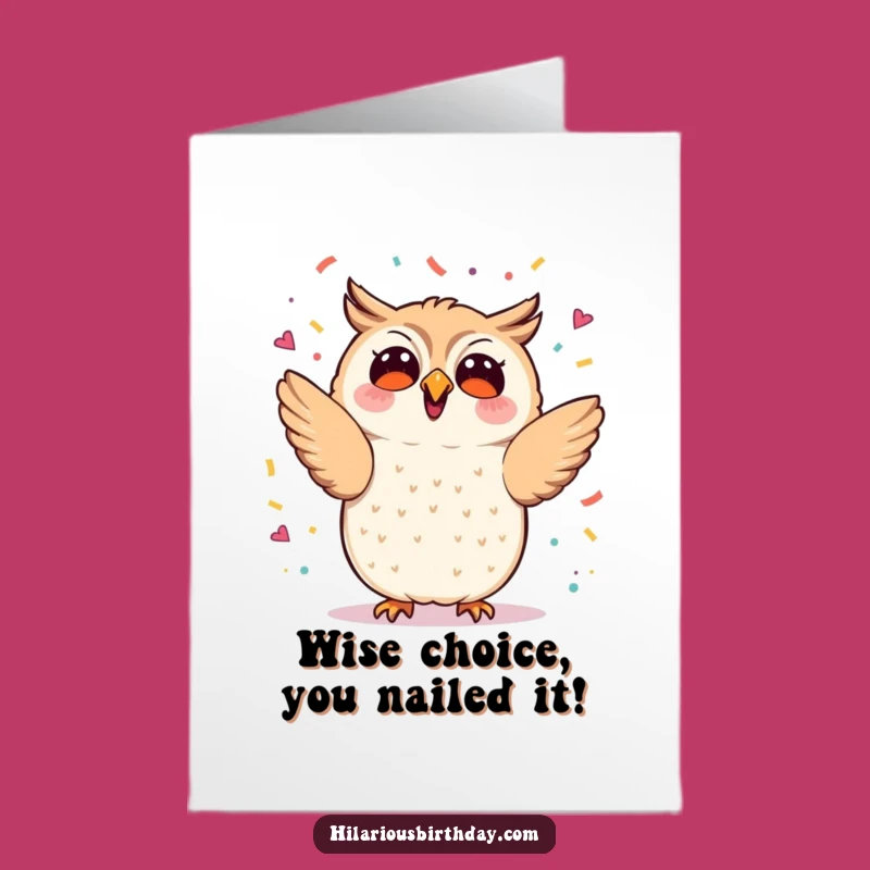 Free Printable Kawaii Owl Congrats Card: Festive Confetti Owl Downloadable Greeting
