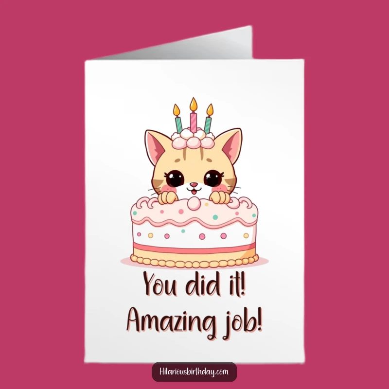 Funny Cat Congratulations Card Free Printable: Peppy Kitty Cheers Downloadable Gift