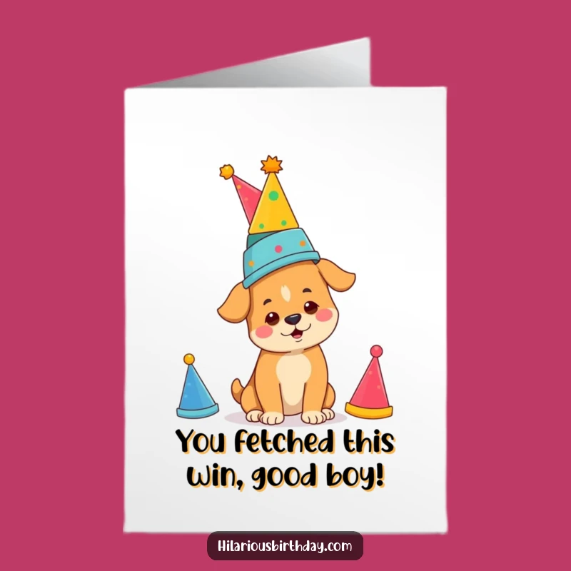 Free Printable Congrats Card: Dog Balances Hats - Humorous Downloadable Gift