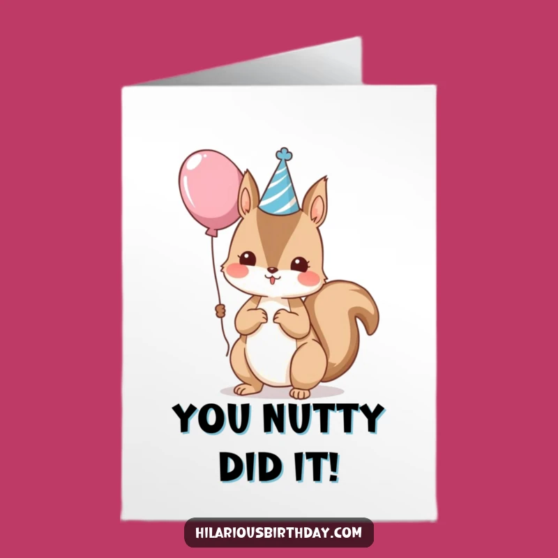 Free Printable Kawaii Squirrel Congrats Card: Party Squirrel Downloadable Greeting