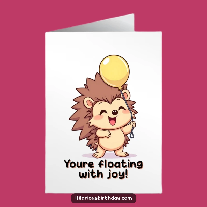 Free Printable Hedgehog Congrats Card: Funny Balloon Grasp Downloadable Gift for Success
