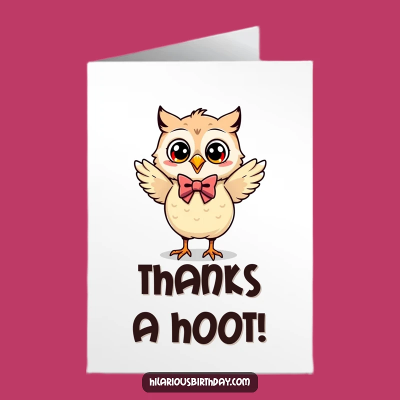 Free Printable Funny Owl Thank You Card: Dancing Kawaii, Downloadable Appreciation Greeting