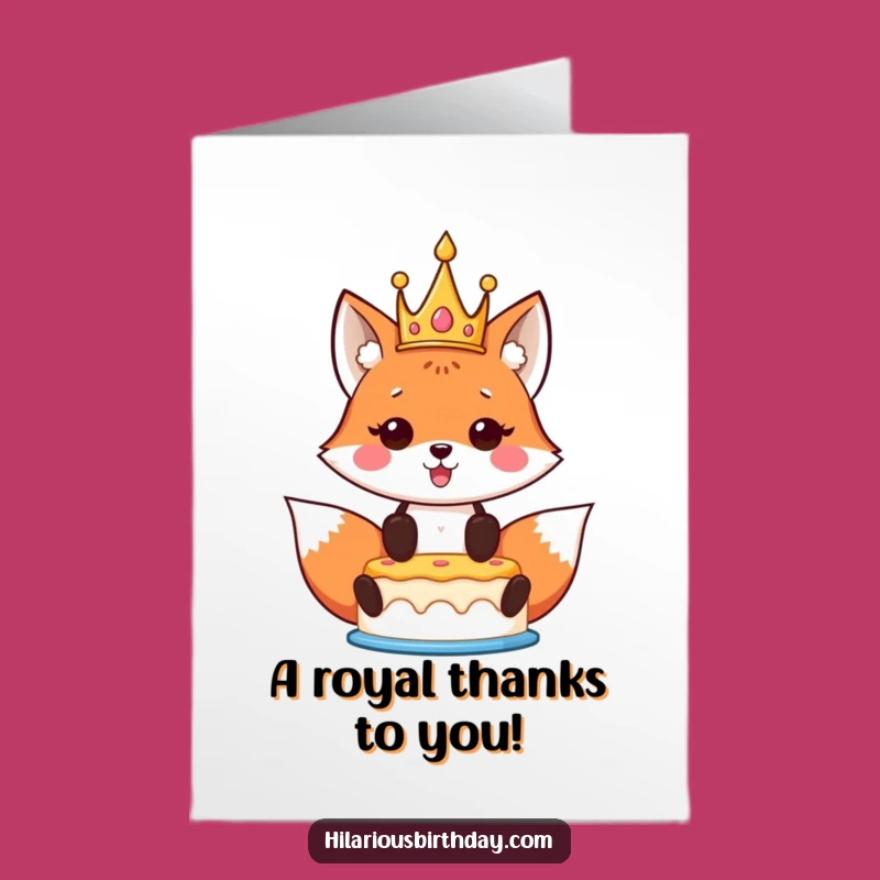 Free Printable Kawaii Fox Thank You Card: Royal Gratitude! Hilarious Downloadable