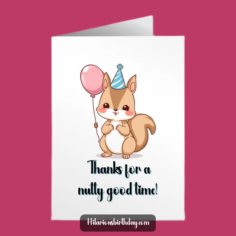 Free Printable Kawaii Squirrel Thank You Card: Party Squirrel Downloadable Gratitude